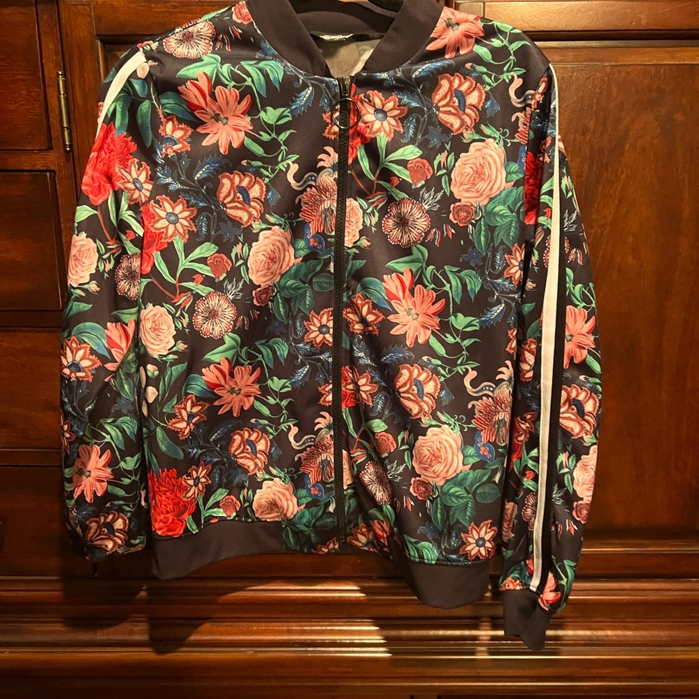 Project Runway Floral Bomber Jacket Sz M NWOT